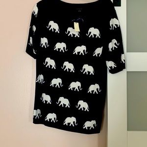 Size x-small Talbots elephant a short sleeve sweater navy blue.